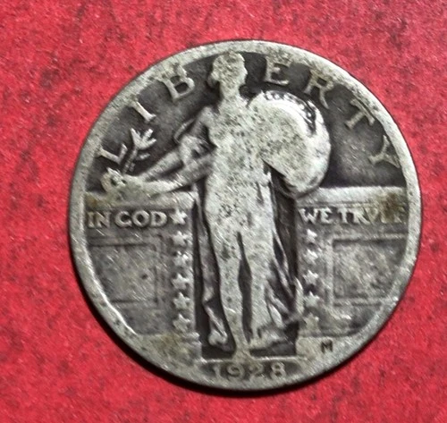 1928 US Standing Liberty SILVER Quarter! "Philadelphia" Mint! Old US Coin!