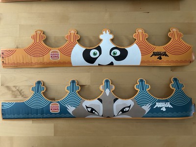 2024 Burger King Kung Fu Panda 4 Crown Set Po & Zhen Character Crowns (Set of 2)
