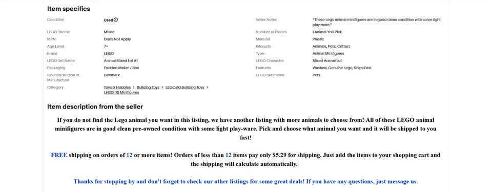 LEGO: Animal - Minifigure - Huge Selection - 250 Choices - YOU PICK - Ships Fast - Image 3 of 4