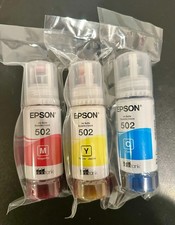 Genuine Epson 502 Ink Bottle Magenta, Yellow, Cyan BB: 06/2025  NEW/SEALED 