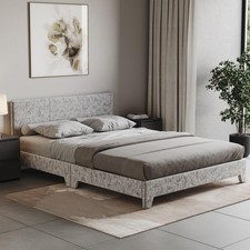 Vida Designs Victoria Bed Velvet Linen Memory Foam Pocket Spring Mattress Set