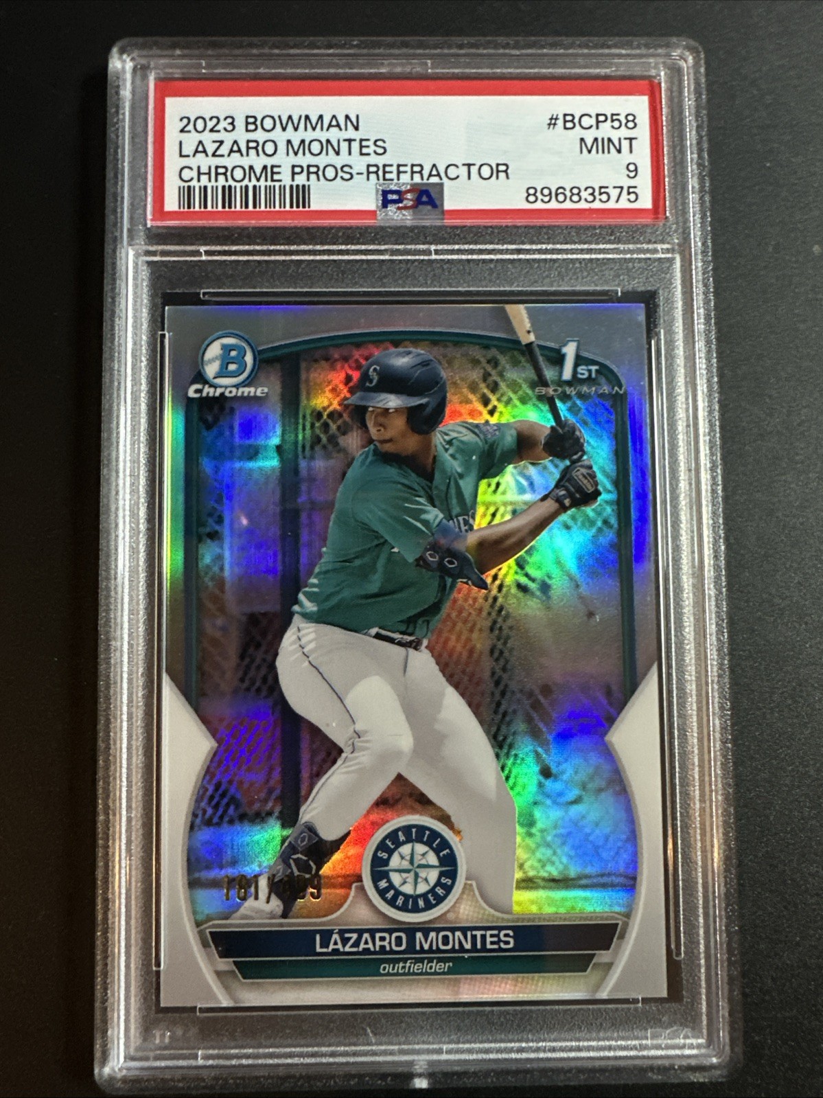 2023 Bowman Baseball Lazaro Montes Refractor #BCP-58 /499 PSA 9