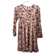 Floral lightweight long sleeved dress vneck ruched fit and flare midi dress