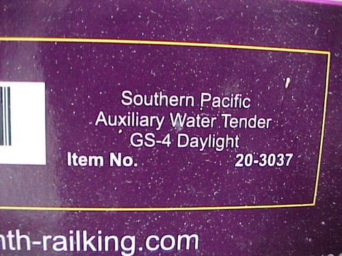 MTH 20-3037 Calibre O Southern Pacific GS-4 Luz diurna Auxiliar Agua Tender | Zustand: New