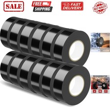 12 Pack Black Electrical Tape Waterproof, 0.75 in x 66 FT High Temp Electric ...