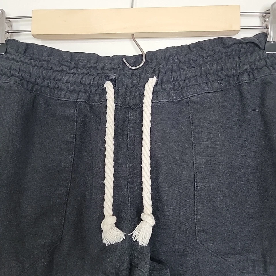 Pantalones Cortos Roxy Para Mujer Lado del Océano Negros Playa Bolsillos Cordón Talla Grande  Foto 3 de 4