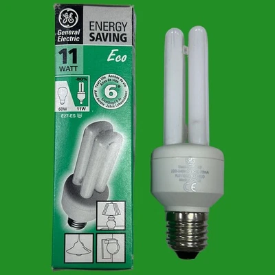 1x 11W (=60W) GE Basse Energie Cfl Bâton Ampoule 2700K Es E27 Vis Edison Lampe - Photo 1/3