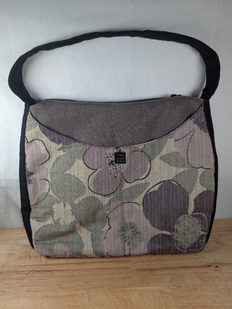 1154 Lill Studio Lisa Lill Purse Handbag Pockets Shoulder Bag Tote Purple Floral