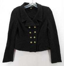 St John Blazer Women 2 Black Wool Santana Knit Jacket Double Breasted Evenings
