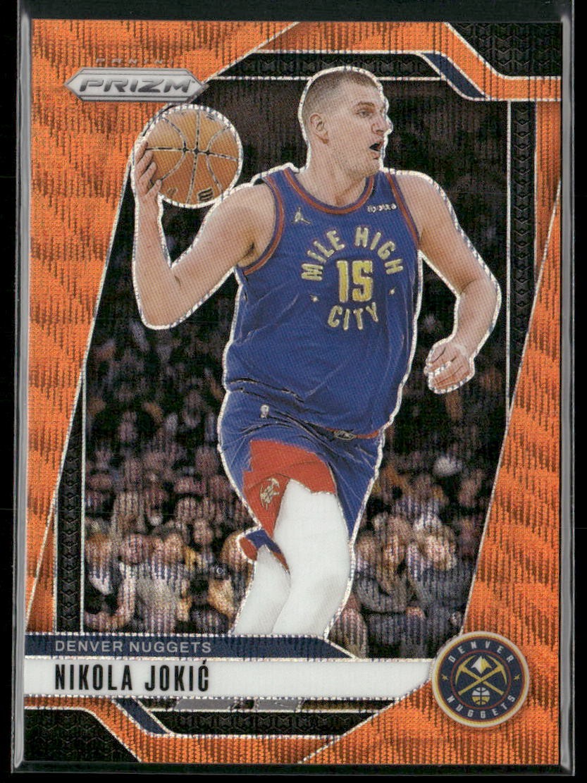 2024-25 Panini Prizm #129 Nikola Jokic Prizms Wave Orange Bold V on back #/60