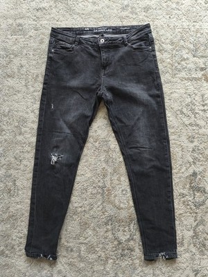 C&A Skinny Jeans Mid Rise Destroyed Schwarzgrau Größe 44