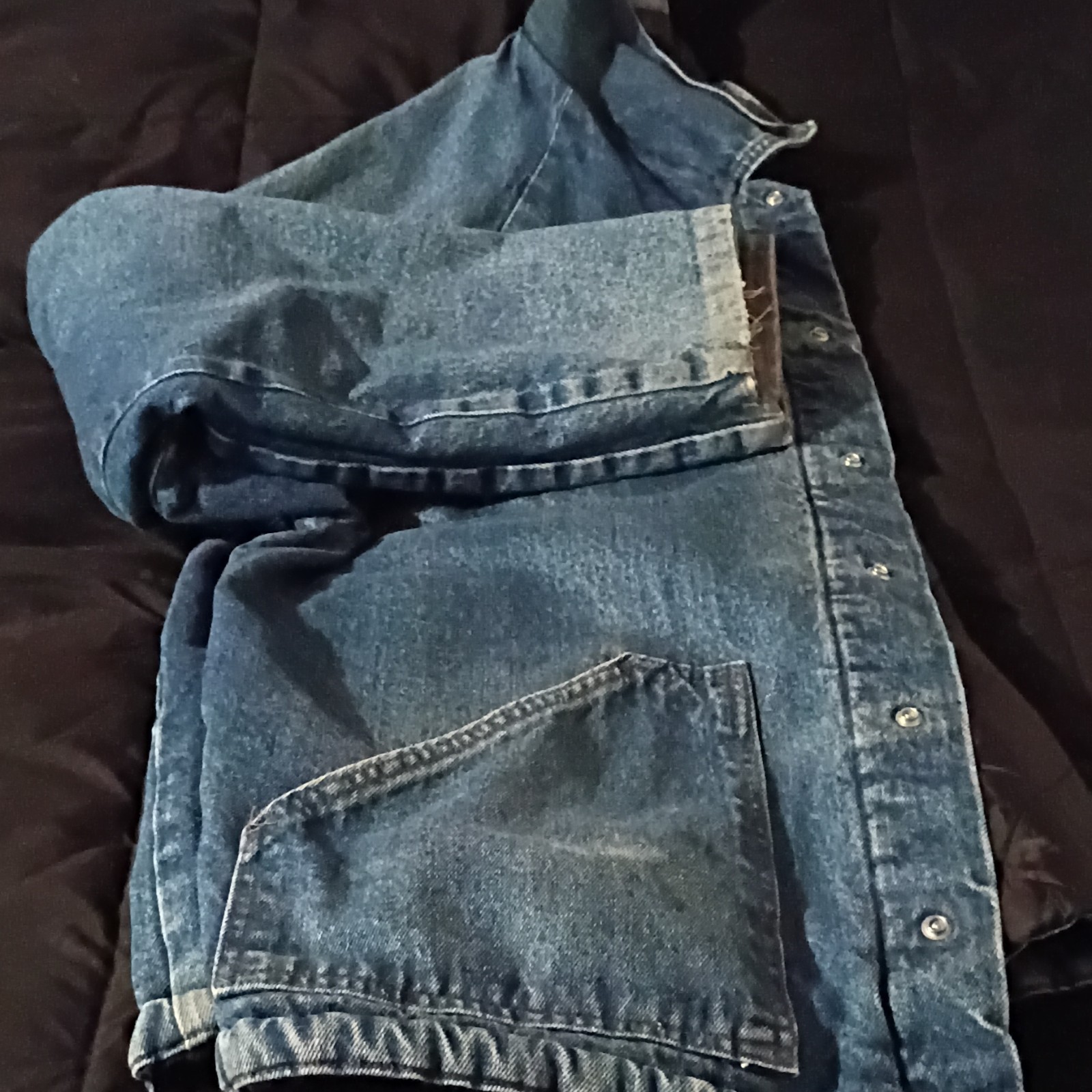 Men's Blue Denim Jacket Button-Up Solid Mid-Lengt… - image 2