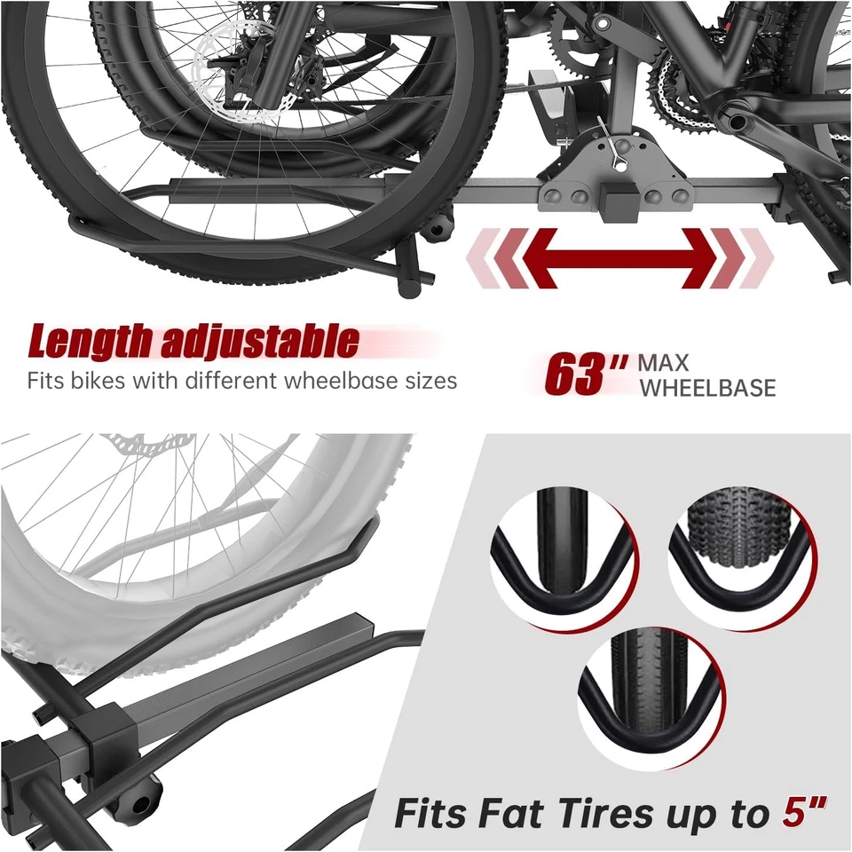 Portabicicletas para Coche y SUV - Enganche de 2"" o Camiones/RV | 160 lb Coche Bicicleta de Alta Resistencia Foto 3 de 4