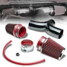 Dual Shortram Air Intake Black Pipe+Red Filter for Dodge 00-09 Dakota/Durango