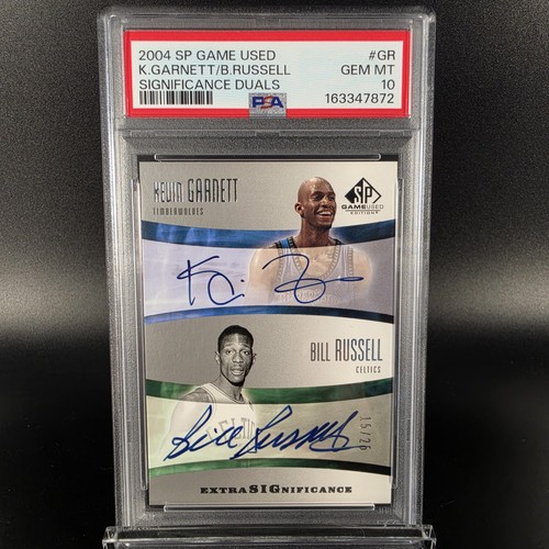 Kevin Garnett Bill Russell 2004-05 SP Game Used Dual Auto 15/25 PSA 10 Pop 1