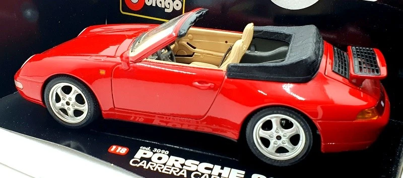 Burago 1/18 Scale Diecast 3090 - Porsche 911 Carrera Cabriolet - Red - Image 2 of 4