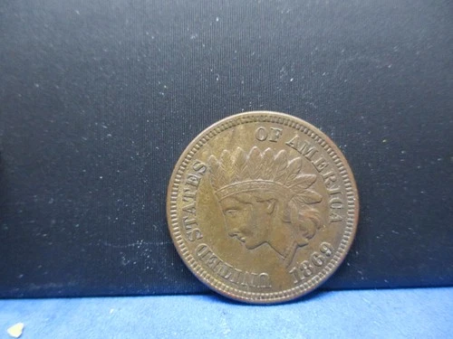 1869 INDIAN HEAD CENT AU KEY DATE SHARP