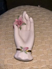 Lefton 1960s Vintage Porcelain Hand with Embossed Roses Lefton China