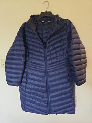 Lands End Blue Long Down Hooded Puffer Coat Womens Size 1X 16W-18WCausal Warm Ex