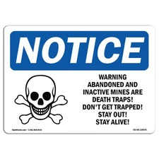 Warning Abandoned And Inactive With Symbol OSHA Notice Sign Metal Plastic Decal
