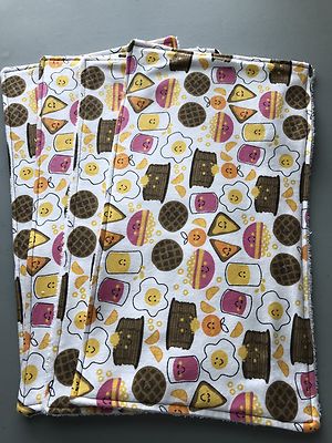 Baby Girls Or Boys Breakfast Theme Burp Cloths. Handmade.