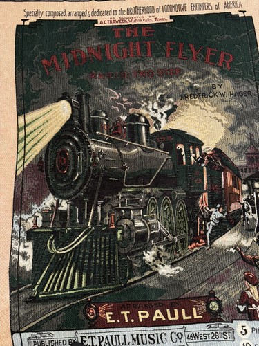 Midnight Flyer tapestry throw locomotive Train 1995 Smithsonian E.T.Paull music - Picture 7 of 13