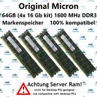 64 GB (4x 16GB) Rdimm ECC Reg DDR3-1600 Supermicro 6027AX-TRF-HFT1 Servidor RAM