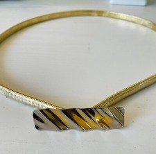 Vintage 70s Retro Gold Tone Metal Scaled Stretchy Women's Belt