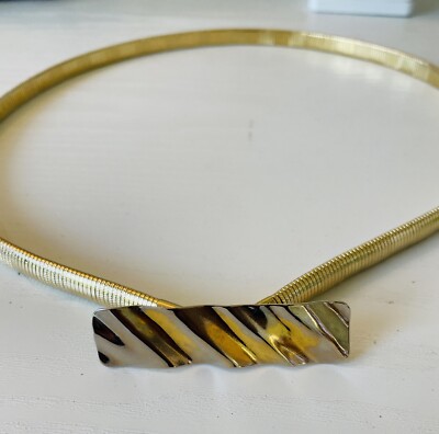 Vintage 70s Retro Gold Tone Metal Scaled Stretchy Women display picture 1