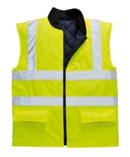 NEW HI-VIS REVERSIBLE BODYWARMER VEST SIZES S-5XL US469*