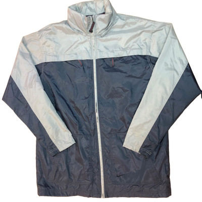 Vintage Nike Full Zip Up Windbreaker Jacket with Packable Hood, Size Large, Gray | eBay
