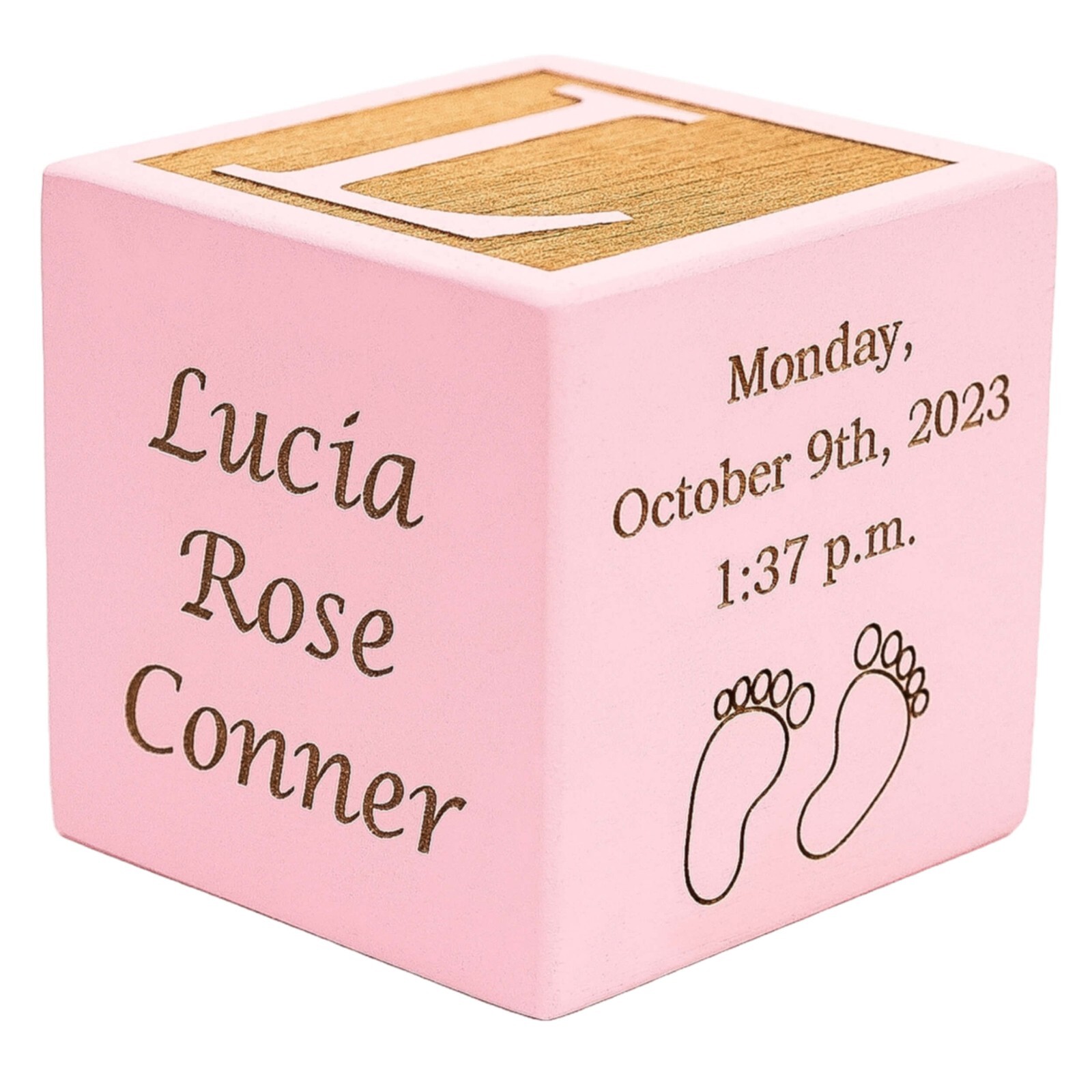 Personalized Wood Baby Birth Block, Laser Engraved, New Baby Gifts, Unique