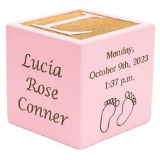 Personalized Wood Baby Birth Block, Laser Engraved, New Baby Gifts, Unique