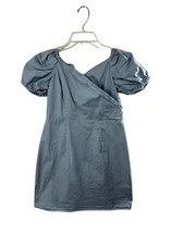 Superdown Blue Short Puff Sleeve Mini Dress Size M V-neck Party