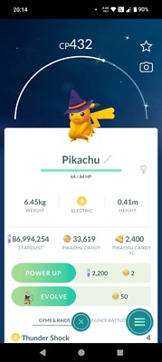 Shiny Pikachu Hexenhut - Pokemon Trade Go
