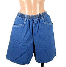 90s VTG CHIC JEANS Shorts Average Cotton Baggies Light Denim 6 Elastic Waist 80s