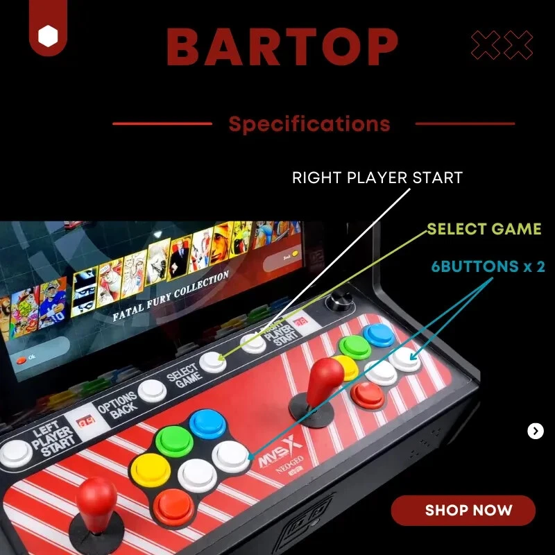 Neo Geo MVSX Home Arcade Videojuego Bartop Arcade Gabinete  Foto 4 de 4