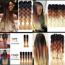 Jumbo Braids Extensions Ombre 24" 60cm Hair long box Braid synthetic ponytail