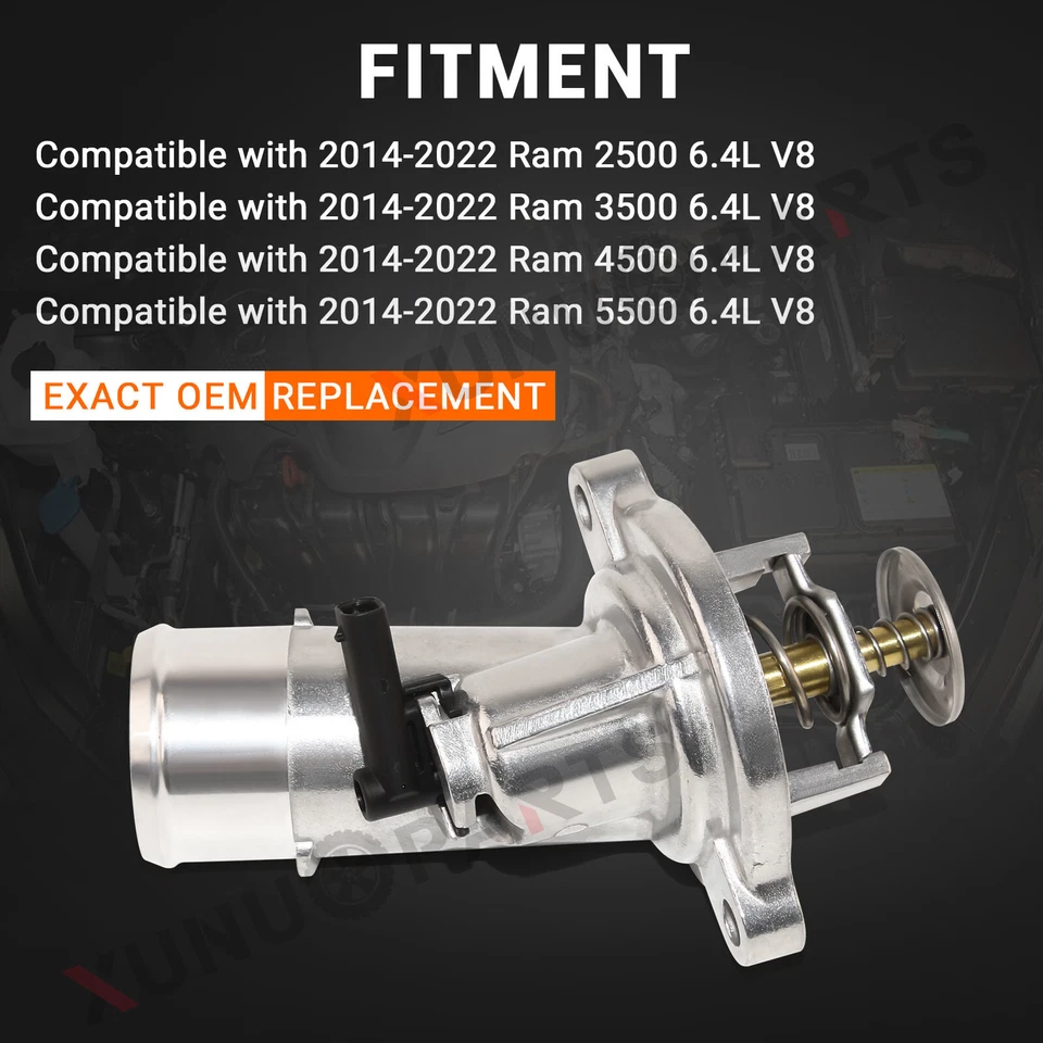 Conjunto de carcasa de termostato con sensor para Ram 2500 3500 4500 5500 2014-2022 6,4 L Foto 3 de 4