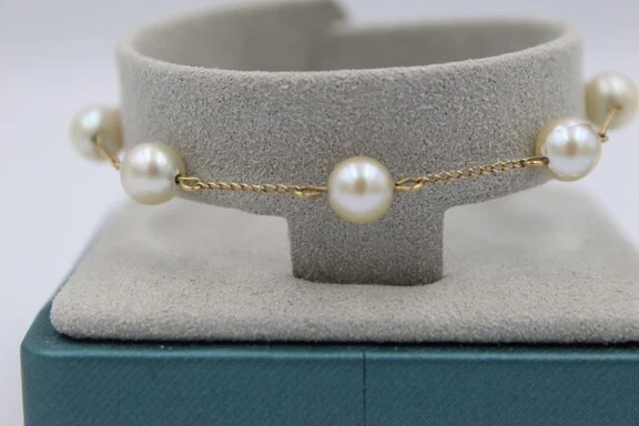 14K Pearl Station Bracelet  - 7 in - Image 4 of 4