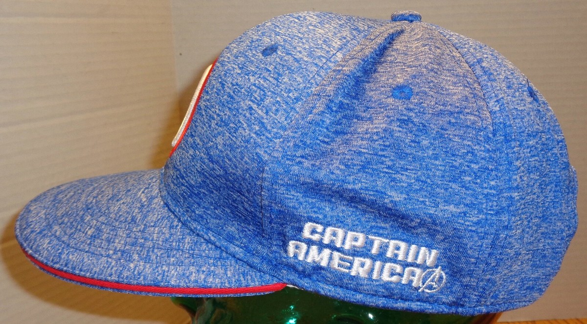 NWOT CAPTAIN AMERICA HAT BLUE EMBROIDERED LOGO SNAPBACK ADJUSTABLE