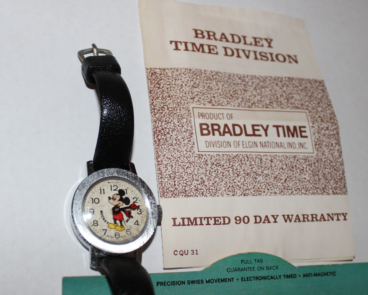 Vintage Bradley Mickey Mouse Swiss Made Walt Disney Mechanical Watch Blue Strap Vintage Men main image 3