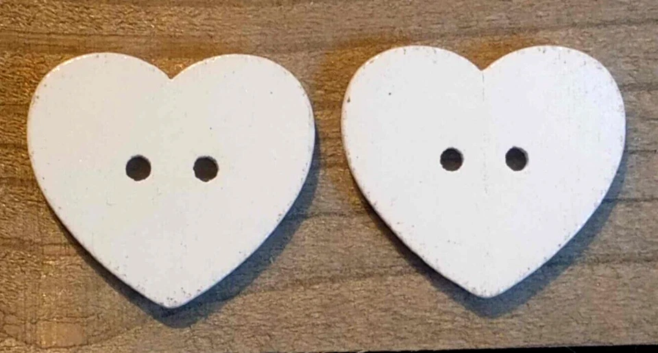 2 Love Heart Sewing Buttons Crafting Wood 2 Hole 1" - Image 2 of 2