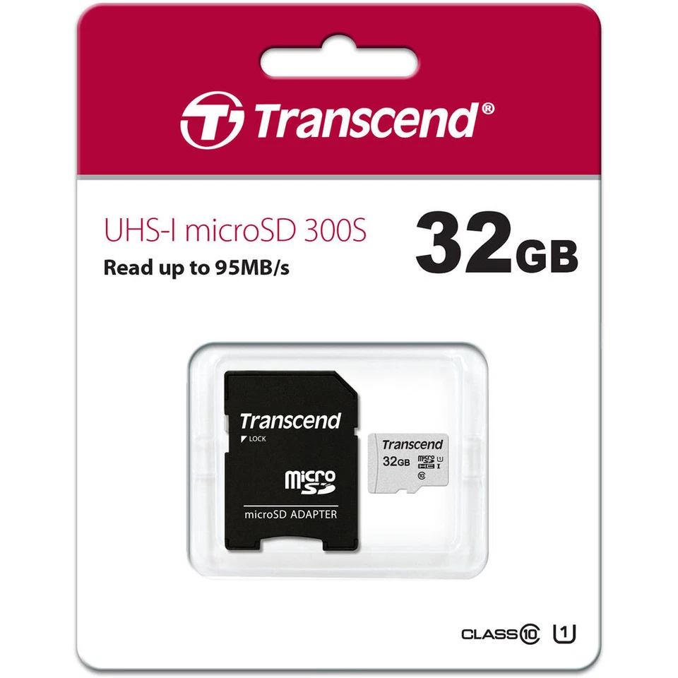 Transcend 32GB MicroSD 300s 100MB/s Class 10 Micro SDHC Memory Card w/ SD Adapte - Image 3 of 3