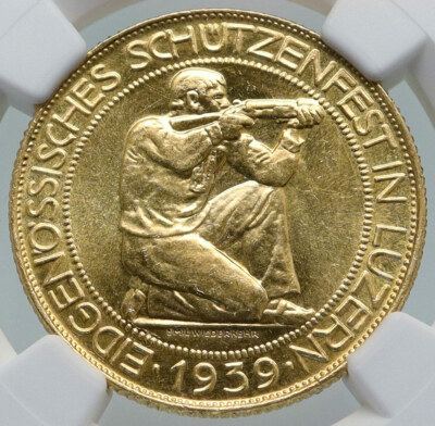 1939 B SWITZERLAND LUCERNE Large Antique Swiss Gold 100