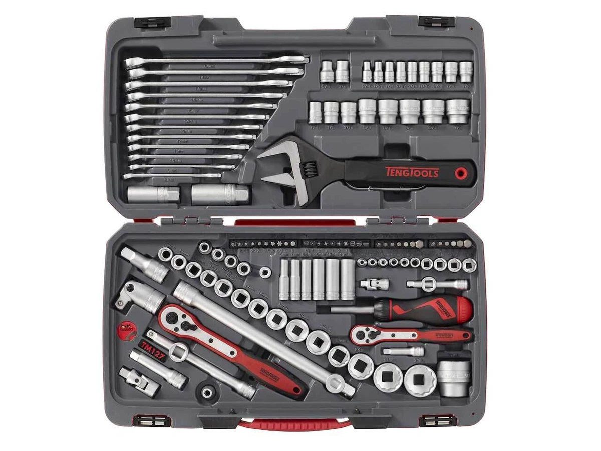 Teng TM127 127pc 1 4in 1 2in 3 8in Socket Tool Set In Hard Wearing Case