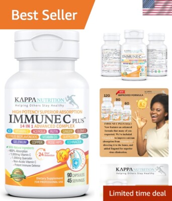 Immune C Plus Advanced Complex: 90 Vegan Capsules with Enhanced Bioavailability