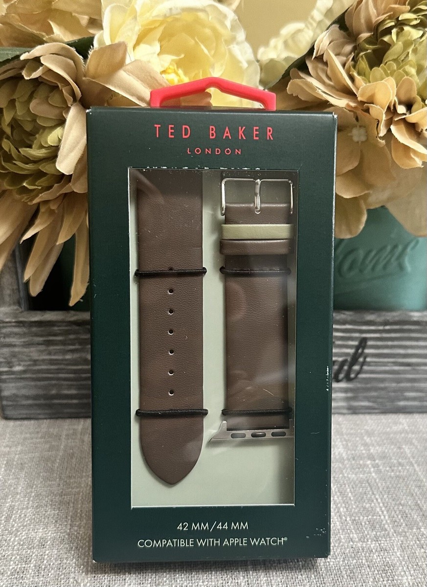Ted Baker Strap for Apple Watch 44mm Brown Leather New BKS42F136B0