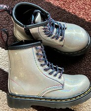 DR. MARTEN 1460 Silver Glitter Multi Stitching/Laces Toddler Girl Boots Sz 7 NWT