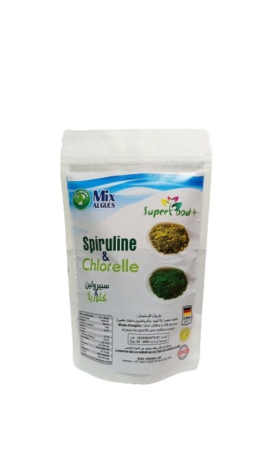 Mix spiruline et chlorelle naturelle en poudre de 200g pour cure détox
